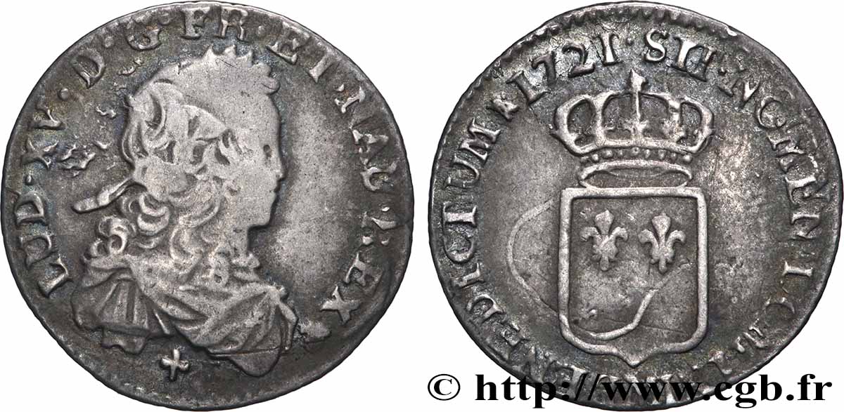 LOUIS XV DIT LE BIEN AIMÉ Sixième d écu de France 1721 Toulouse TB+