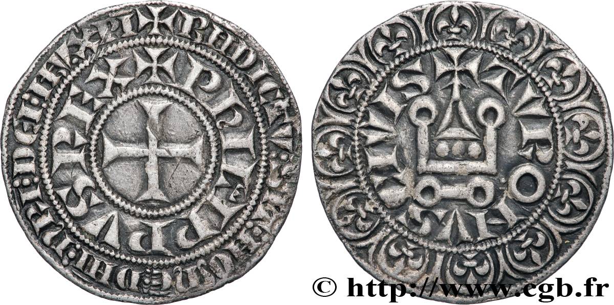 PHILIP IV  THE FAIR  Gros tournois à l O rond s.m.  XF