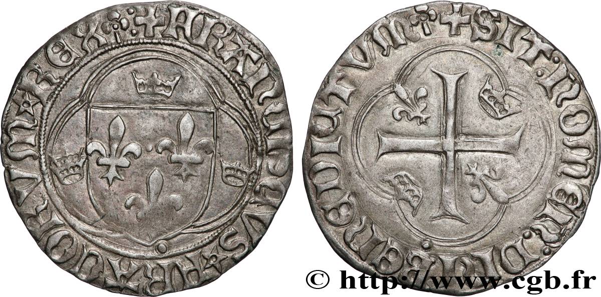 FRANCOIS I Grand blanc à la couronne, 1er type s.m. Lyon XF/AU