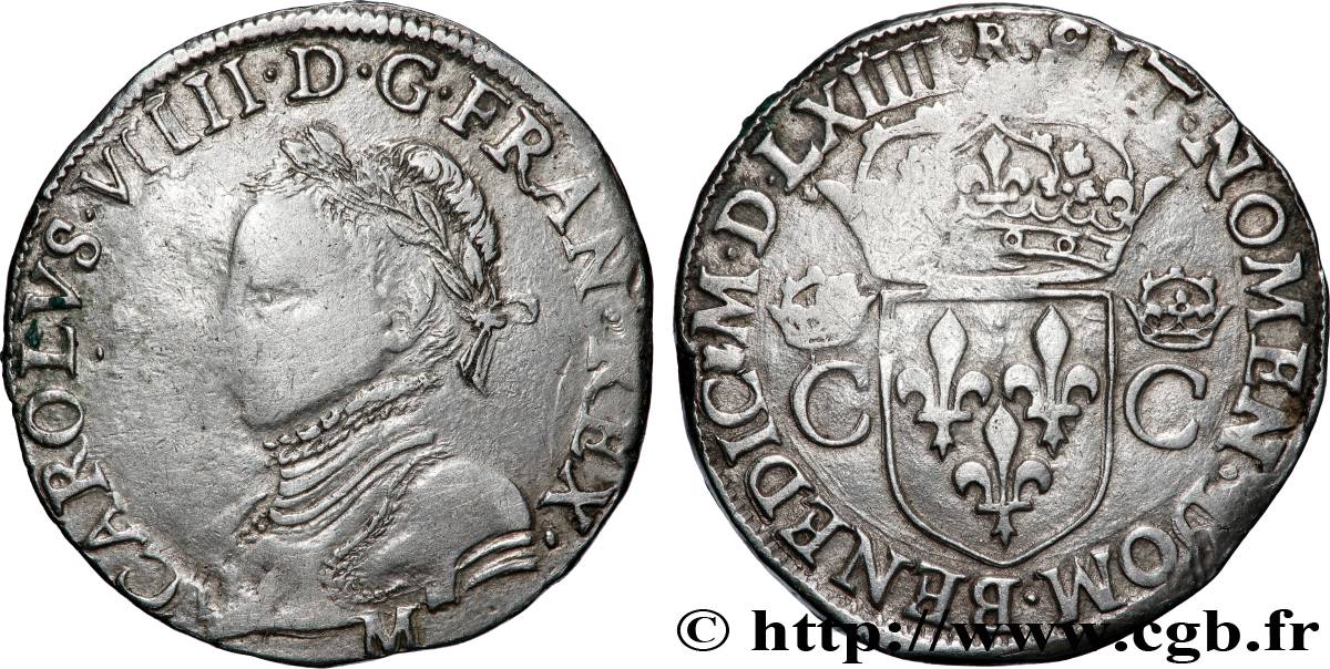CHARLES IX Teston, 2e type 1564 (MDLXIV) Toulouse TB+/TTB