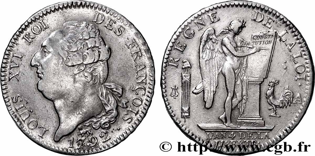 LOUIS XVI (MONARQUE CONSTITUTIONNEL)  Écu au génie 1792 Paris TTB