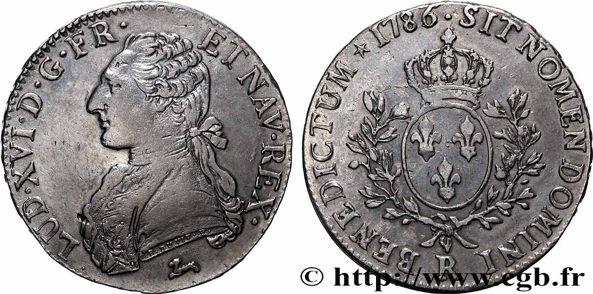 LOUIS XVI Écu aux branches d olivier 1786 Orléans TTB