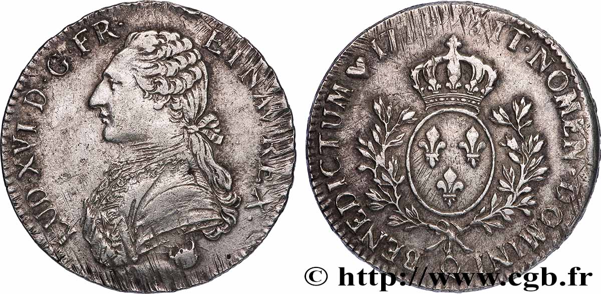 LOUIS XVI Écu aux branches d olivier 1778 Perpignan AU/XF