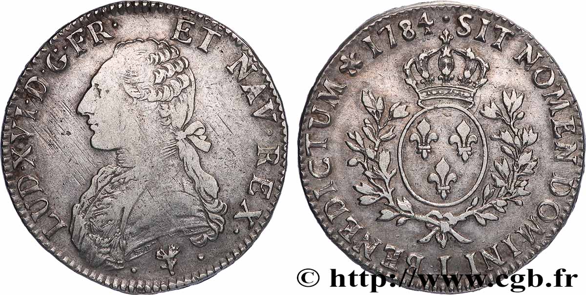 LOUIS XVI Écu aux branches d olivier 1784 Bayonne TTB
