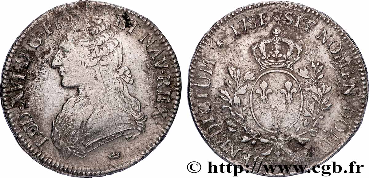 LOUIS XVI Écu aux branches d olivier 1781 Toulouse XF/VF