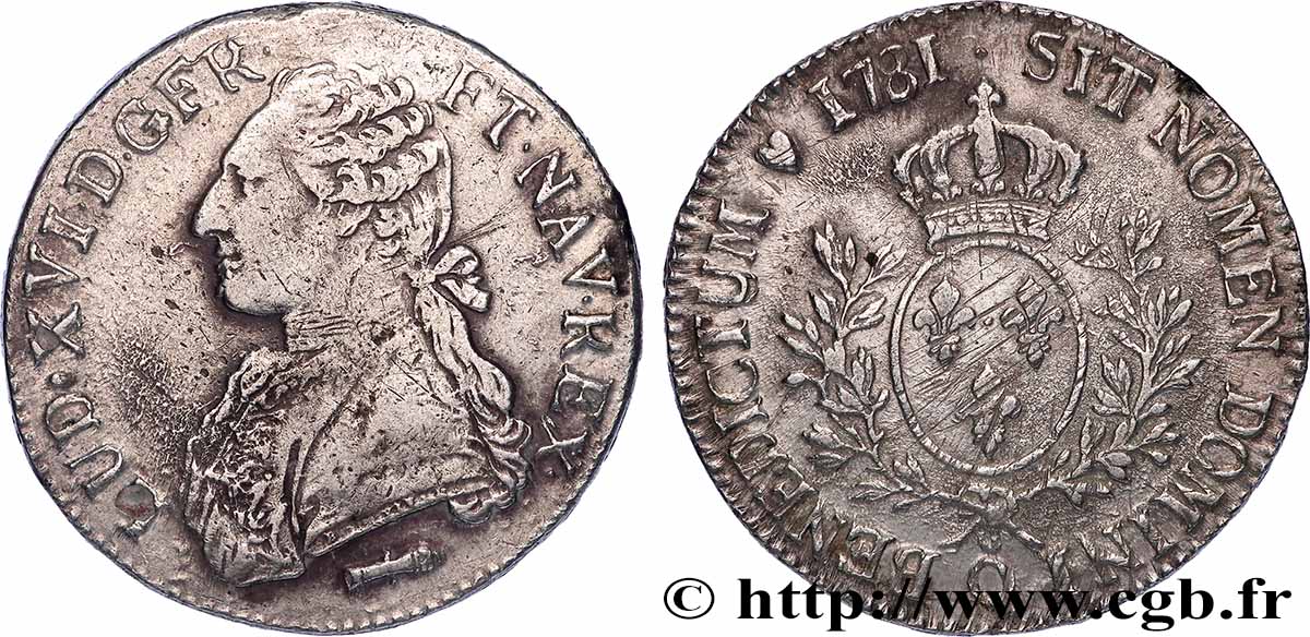 LOUIS XVI Écu aux branches d olivier 1784 Pau XF