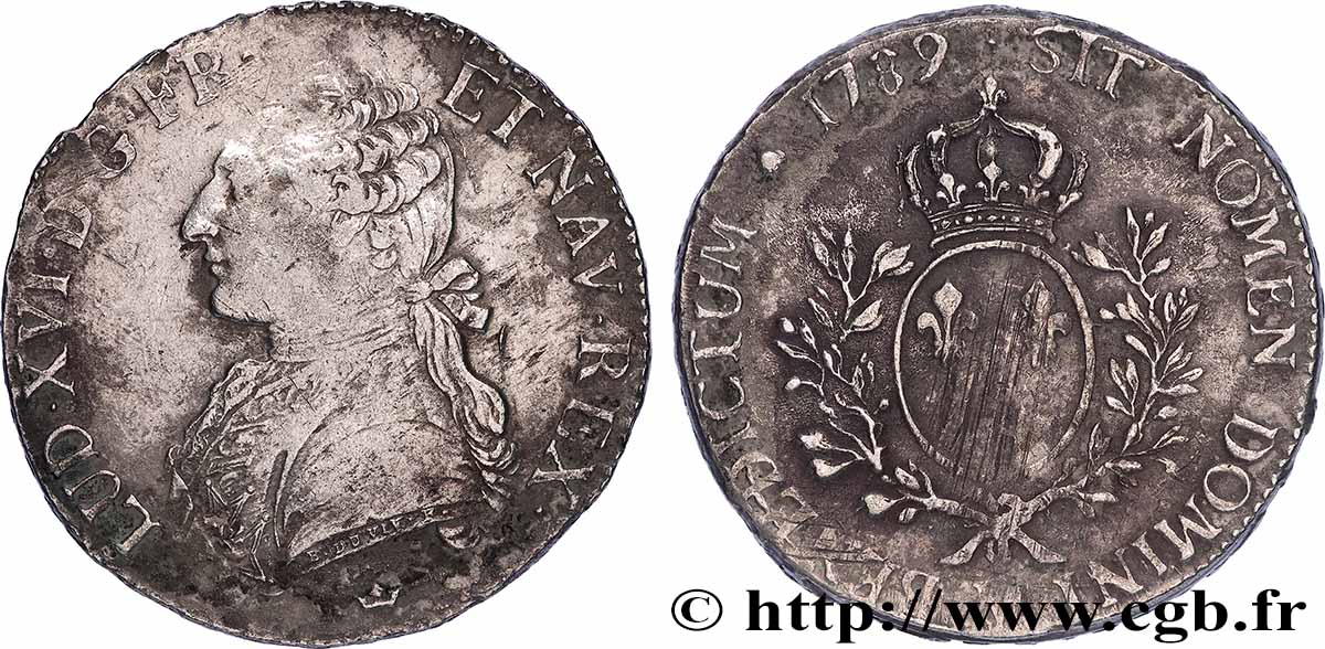 LOUIS XVI Écu aux branches d olivier 1789 Toulouse TB+