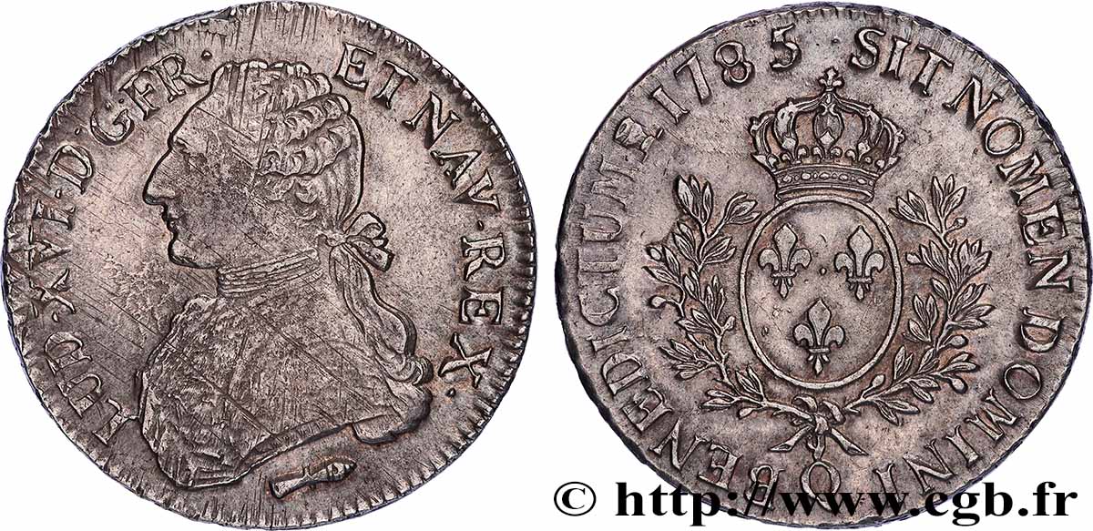 LOUIS XVI Écu aux branches d&nbsp;olivier 1785 Perpignan AU