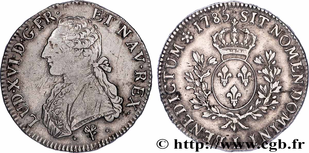 LOUIS XVI Écu aux branches d&nbsp;olivier 1785 Bayonne VF/XF