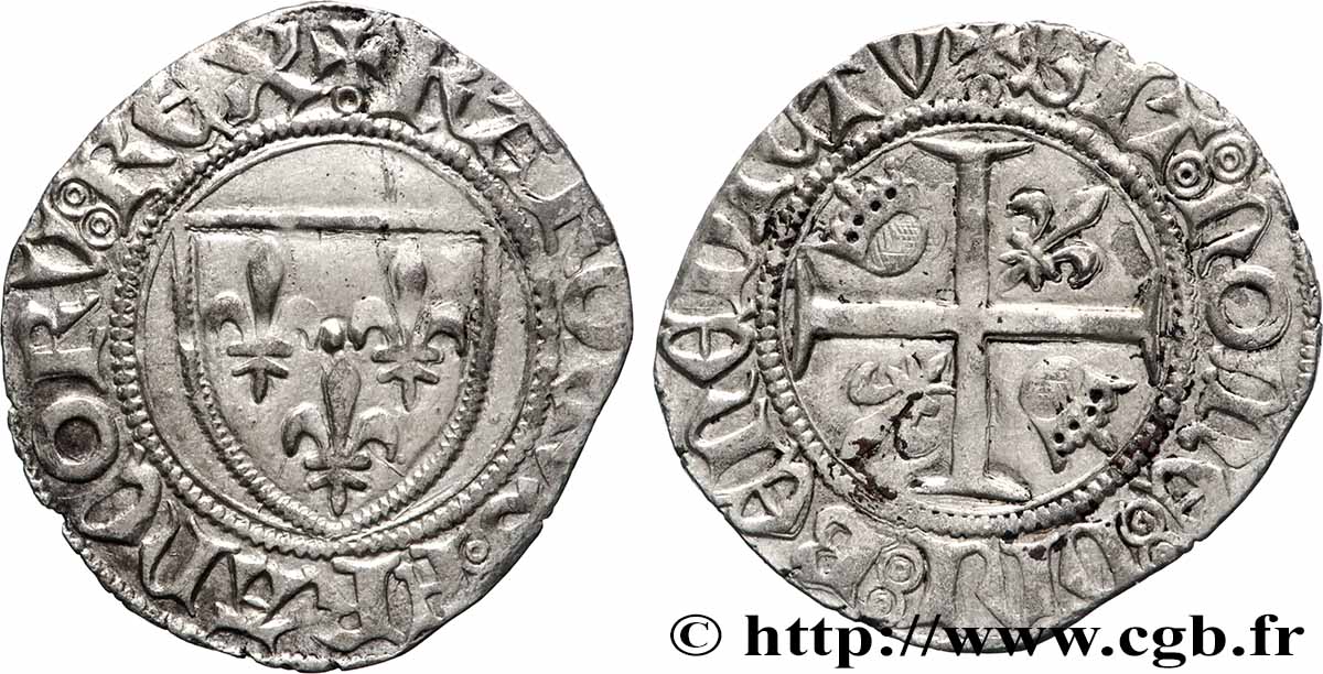 CHARLES VI  THE MAD  OR  THE WELL-BELOVED  Blanc dit  guénar  n.d. Paris fVZ