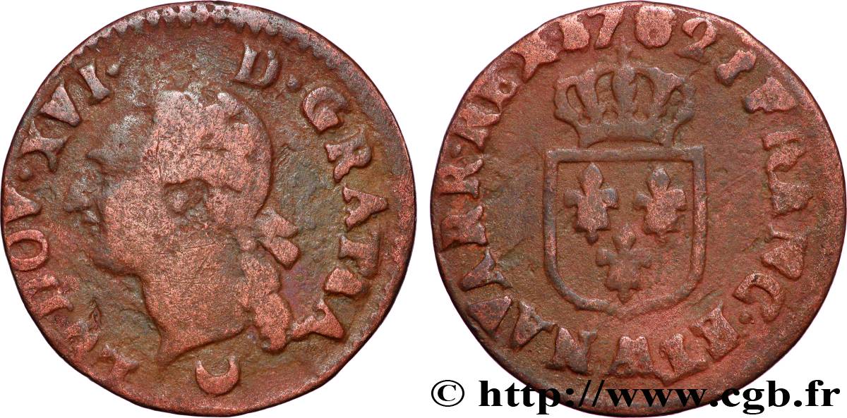 LOUIS XVI Liard dit “à l écu” 1782 Metz TB