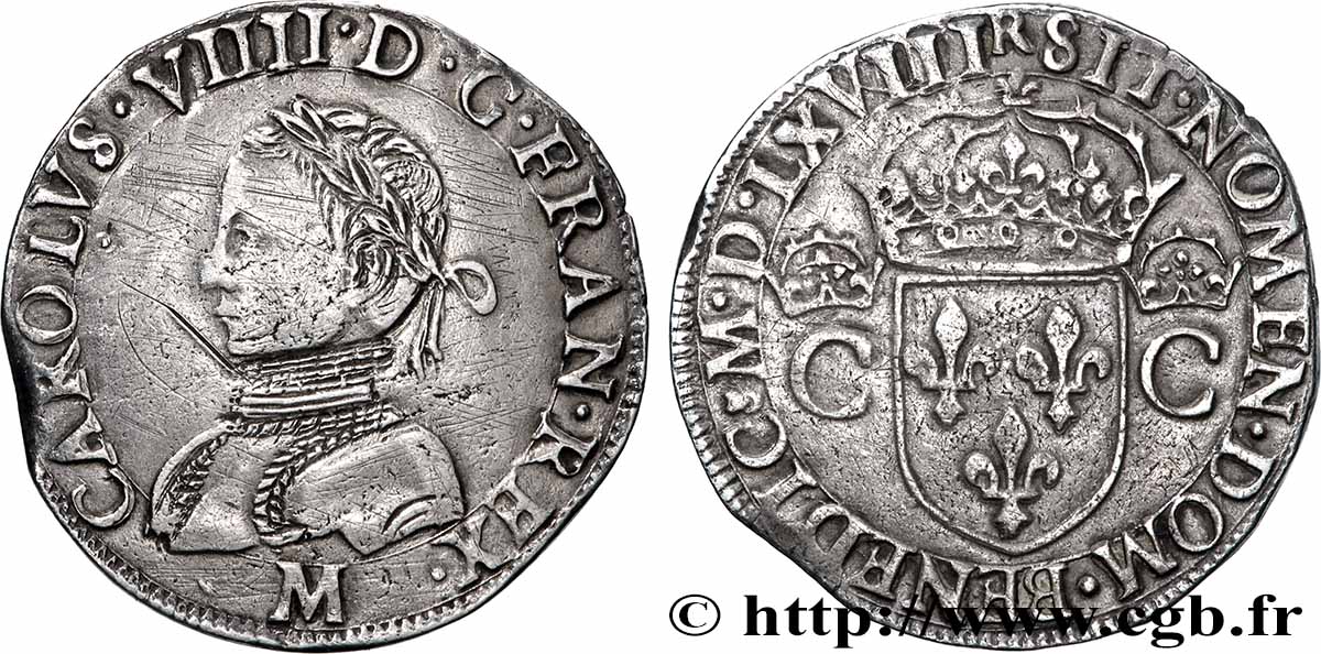 CHARLES IX Teston, 2e type 1568 Toulouse AU