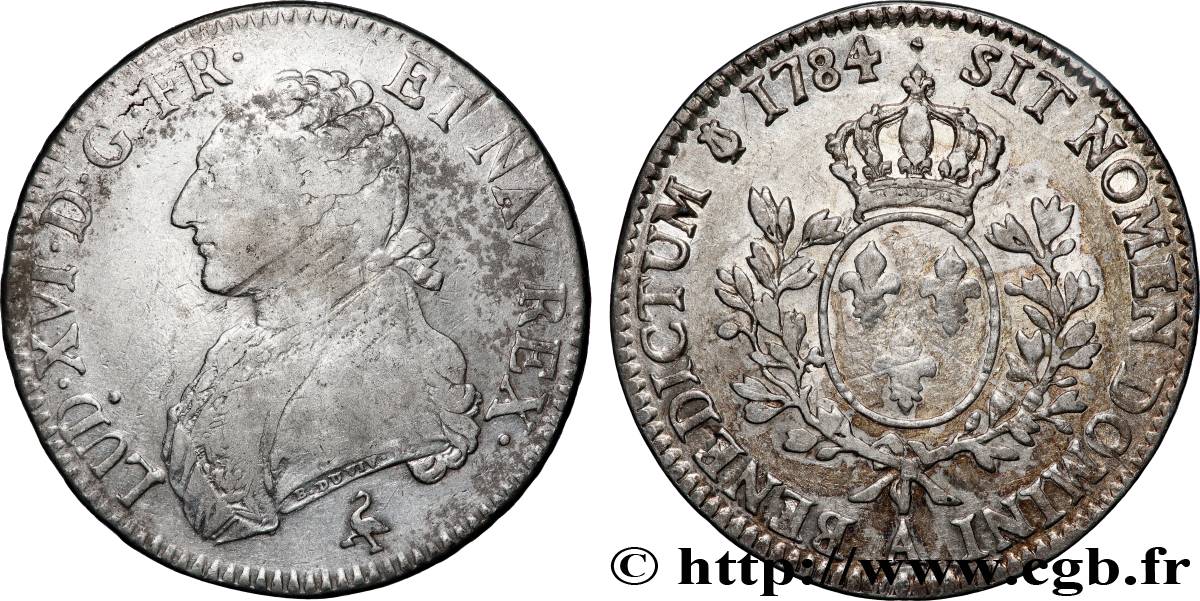 LOUIS XVI Écu aux branches d olivier 1784 Paris VF/XF