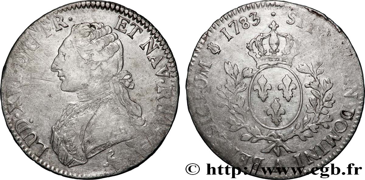 LOUIS XVI Écu aux branches d olivier 1783 Paris XF