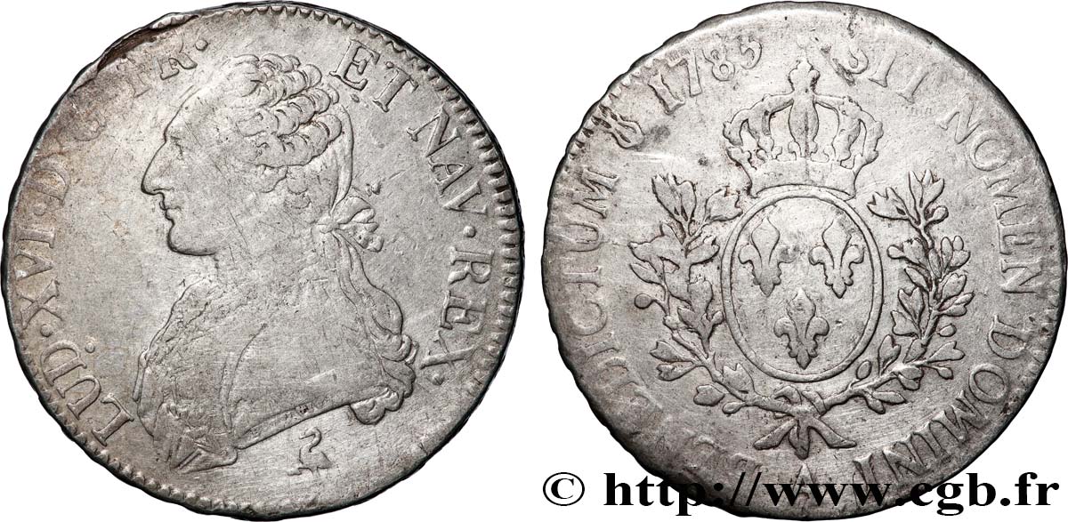 LOUIS XVI Écu aux branches d&nbsp;olivier 1785 Paris TTB