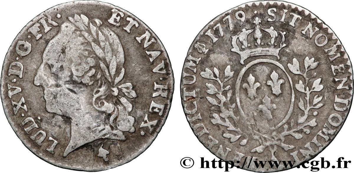 LOUIS XVI Vingtième d écu aux branches d olivier, buste lauré 1779 Paris VF