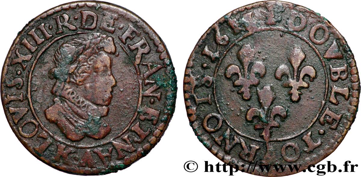 LOUIS XIII  Double tournois 1611 Bordeaux fSS