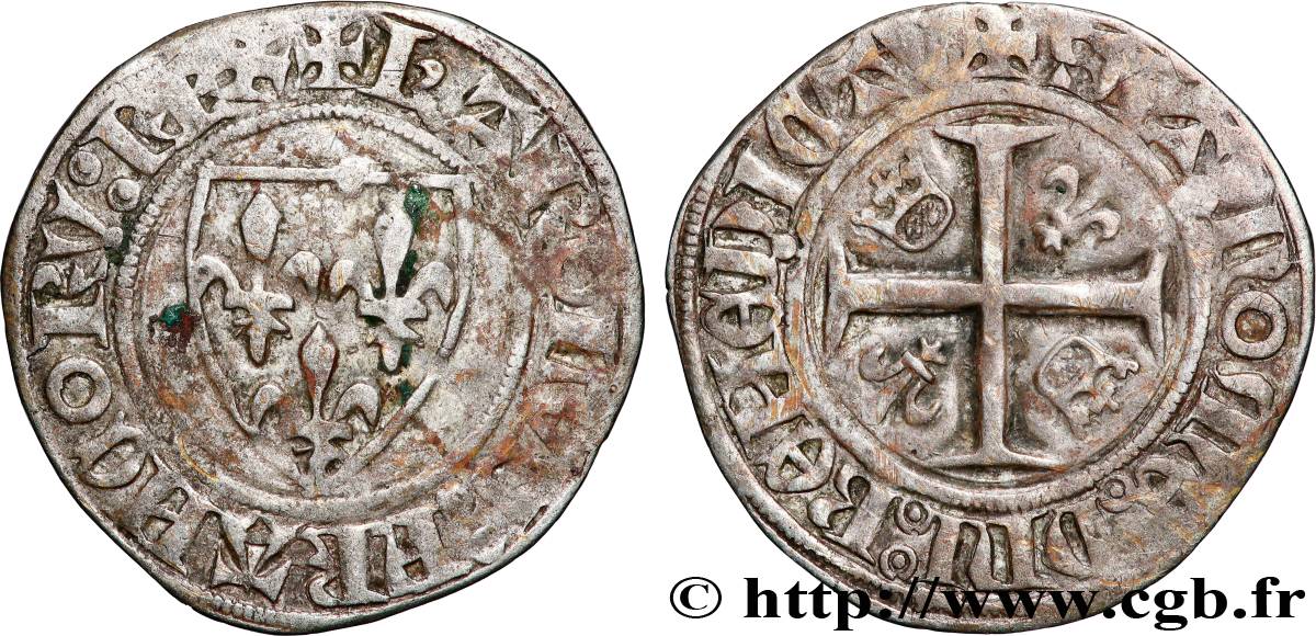 CHARLES VI LE FOU OU LE BIEN AIMÉ Blanc dit  guénar  n.d. Rouen TB+/TTB