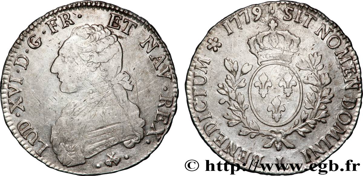 LOUIS XVI Écu aux branches d&nbsp;olivier 1779 Bayonne TB+