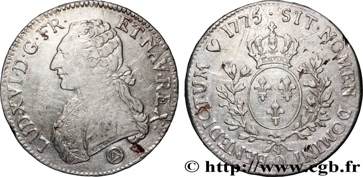 LOUIS XVI Écu aux branches d&nbsp;olivier 1775 Perpignan TTB