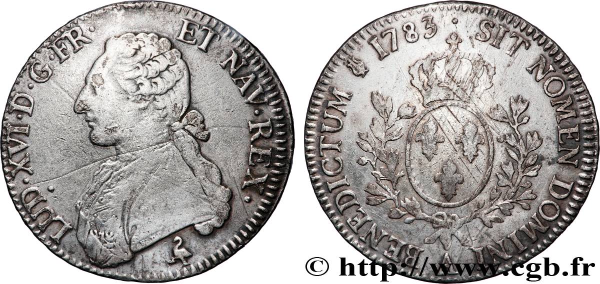 LOUIS XVI Écu aux branches d olivier 1783 Paris TB+