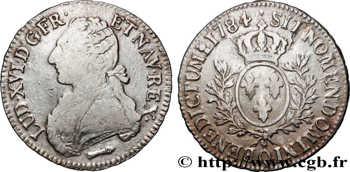 LOUIS XVI Écu aux branches d olivier 1784 Perpignan TB+