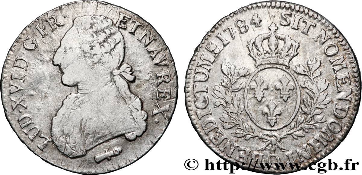 LOUIS XVI Écu aux branches d&nbsp;olivier 1784 Perpignan TB+