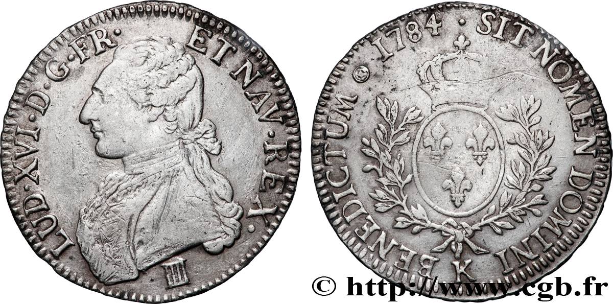 LOUIS XVI Écu aux branches d&nbsp;olivier 1784 Bordeaux TTB