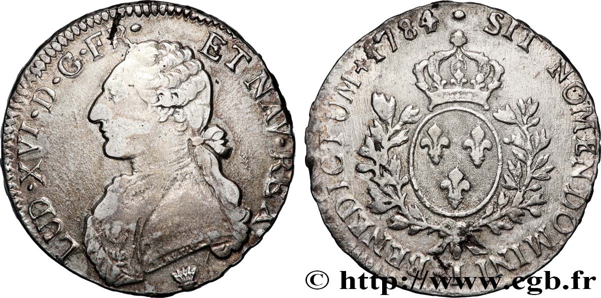 LOUIS XVI Écu aux branches d olivier 1784 Limoges VF