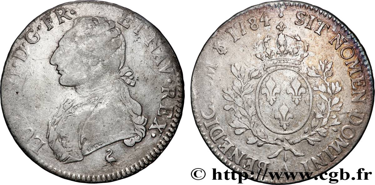 LOUIS XVI Écu aux branches d&nbsp;olivier 1784 Paris TB