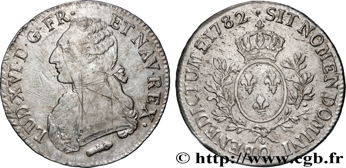 LOUIS XVI Écu aux branches d&nbsp;olivier 1782 Perpignan TTB