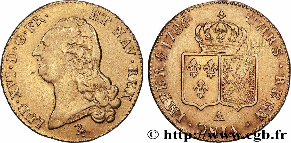 LOUIS XVI Double louis d’or aux écus accolés 1786 Paris TTB/TTB+