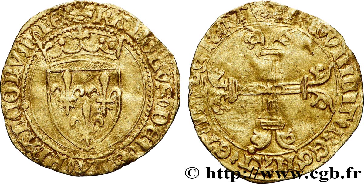 CHARLES VII LE VICTORIEUX Demi-écu d&nbsp;or à la couronne ou demi-écu neuf s.m. Paris TB+