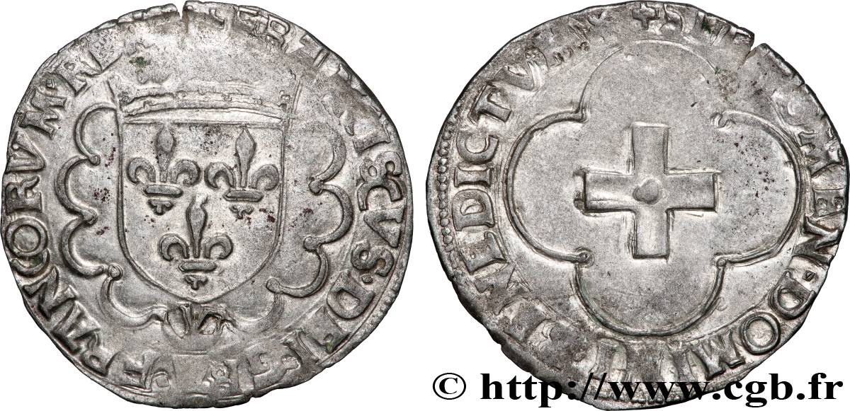 FRANÇOIS IER LE RESTAURATEUR DES LETTRES Douzain à la croisette, 1er type n.d. Bourges TTB