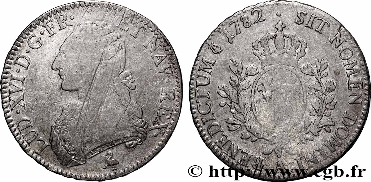 LOUIS XVI Écu aux branches d&nbsp;olivier 1782 Paris TB+