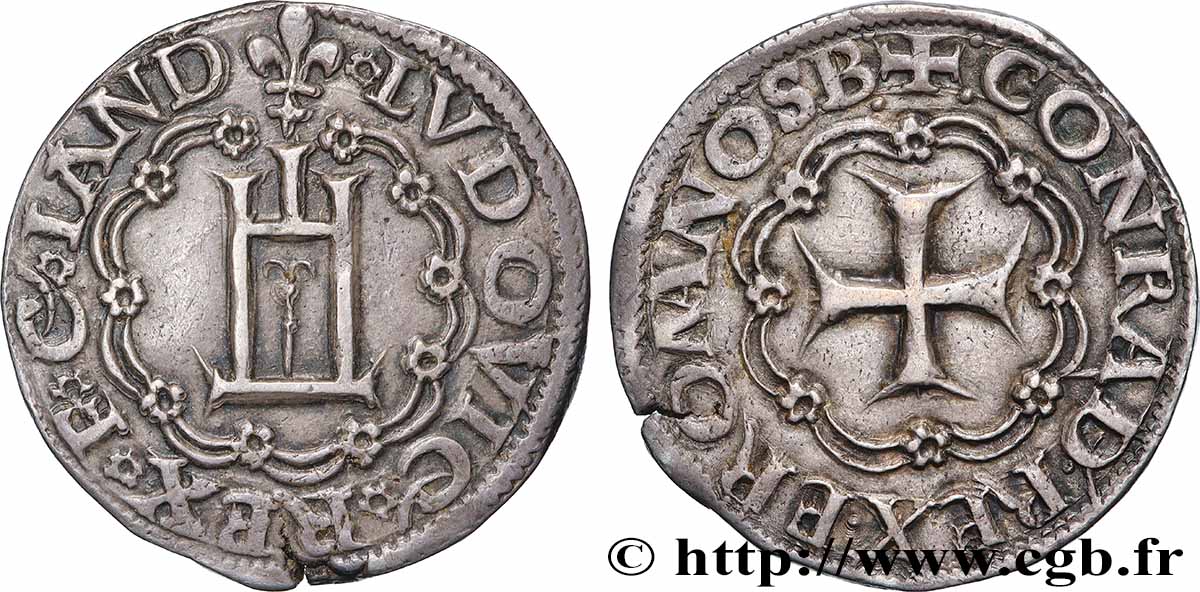LOUIS XII  Teston d’argent ou lire s.m. Gênes AU