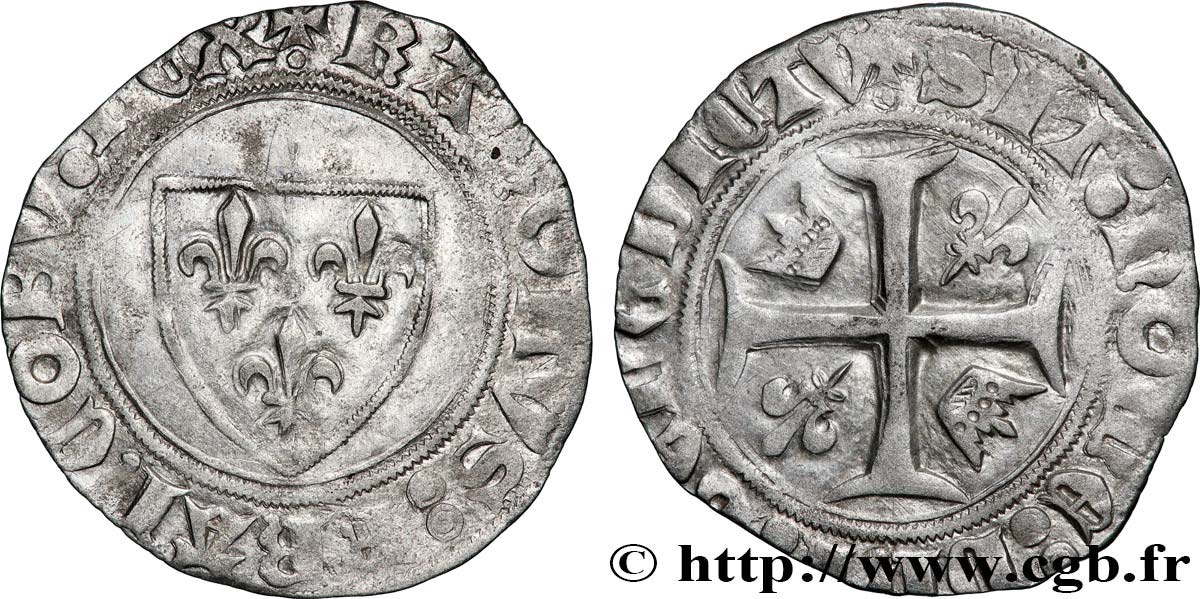 CHARLES VI LE FOU OU LE BIEN AIMÉ Blanc dit &nbsp;guénar&nbsp; 29/04/1405 Paris TTB