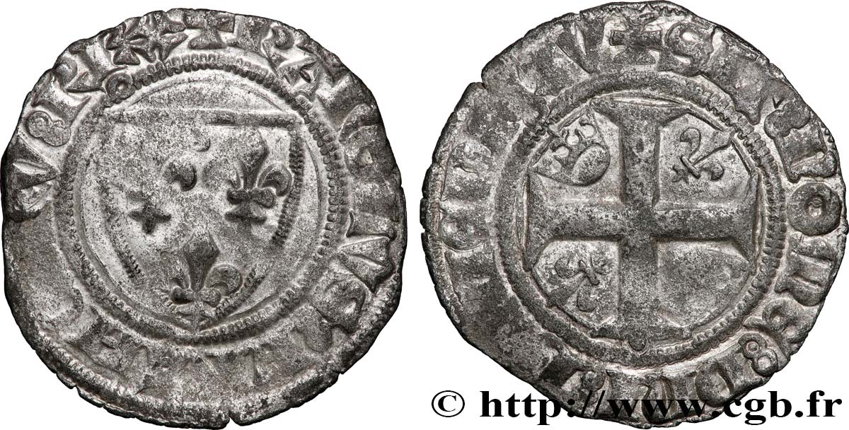 CHARLES VI LE FOU OU LE BIEN AIMÉ Blanc dit &nbsp;guénar&nbsp; n.d. Saint-Quentin TB+/TTB