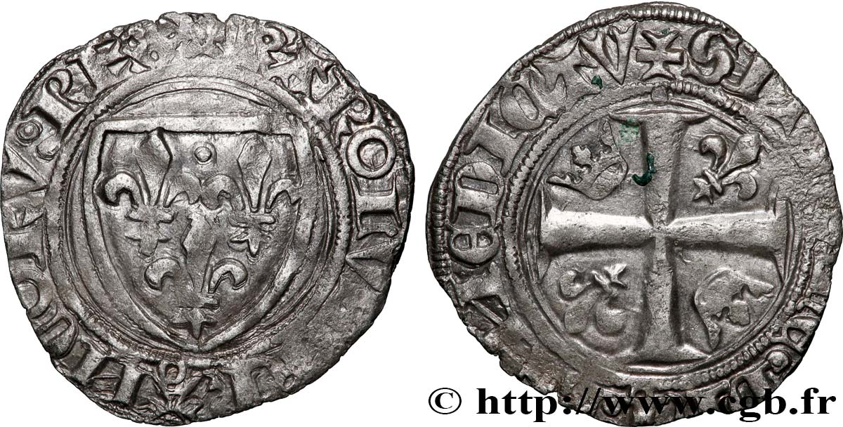 CHARLES VI LE FOU OU LE BIEN AIMÉ Blanc dit &nbsp;guénar&nbsp; n.d. Limoges TB+