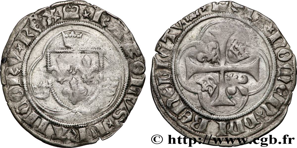 CHARLES VII &nbsp;THE WELL SERVED&nbsp; Blanc au briquet, 1er type n.d. Dijon BC+/MBC