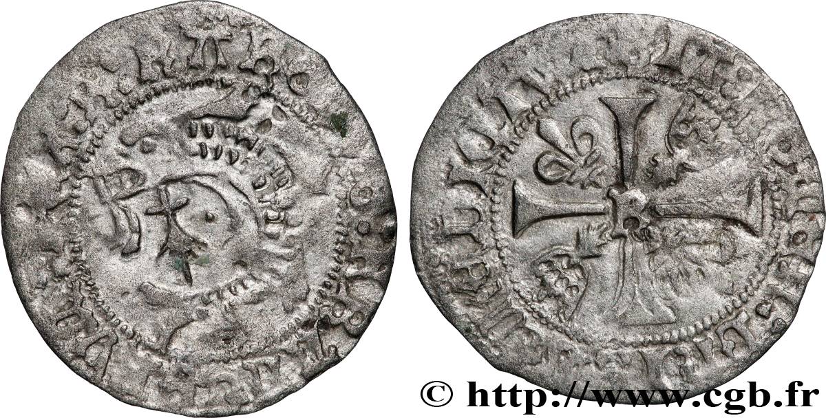 CHARLES VIII Liard au dauphin de Bretagne n.d. Rennes TTB