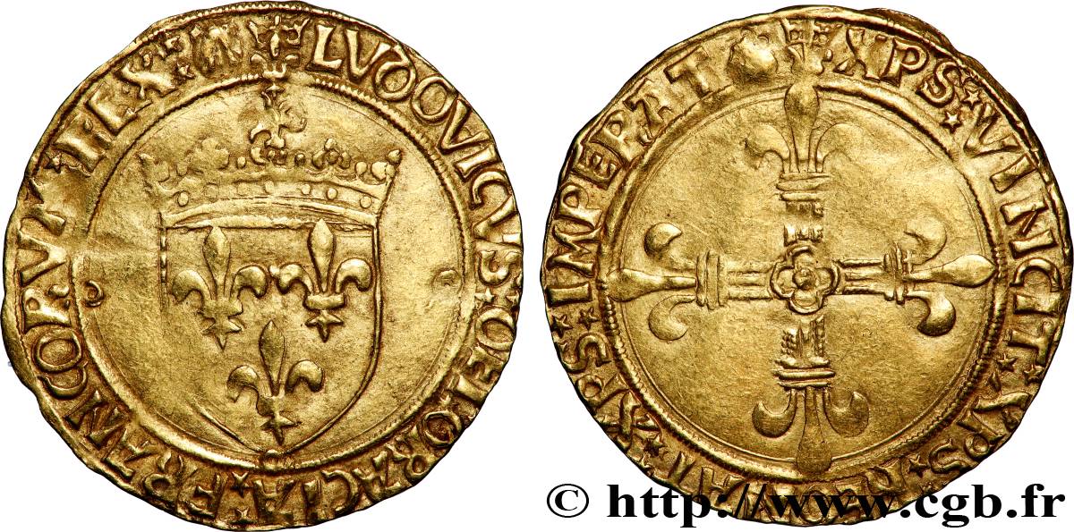 LOUIS XII LE PÈRE DU PEUPLE Écu d&nbsp;or au soleil 25/04/1498 Dijon TTB+