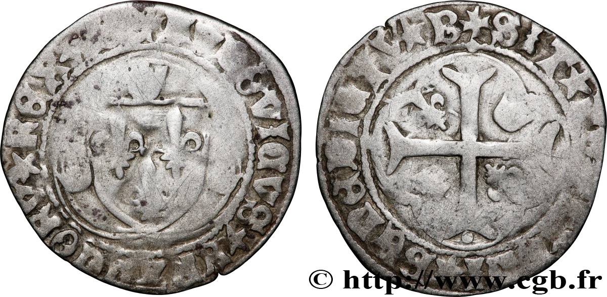 LOUIS XI LE PRUDENT Blanc à la couronne n.d. Bourges TB