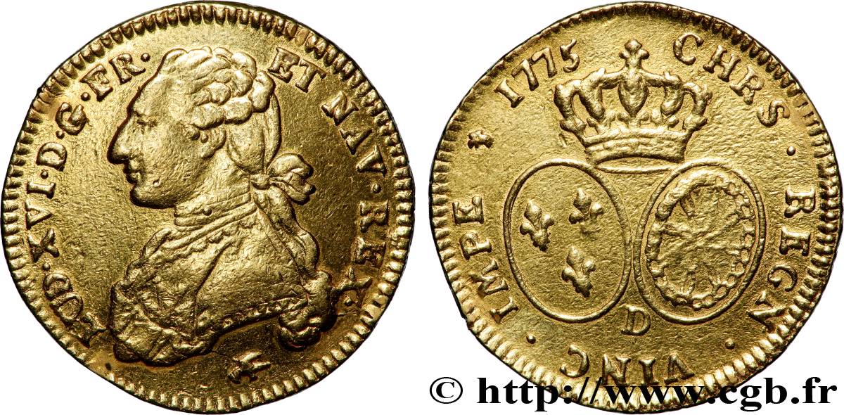 LOUIS XVI Double louis d’or aux écus ovales 1775 Lyon TTB
