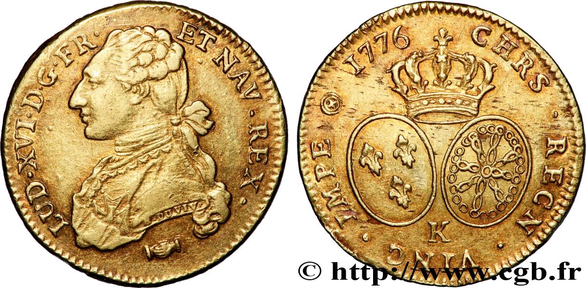 LOUIS XVI Double louis d’or aux écus ovales 1776 Bordeaux AU/AU