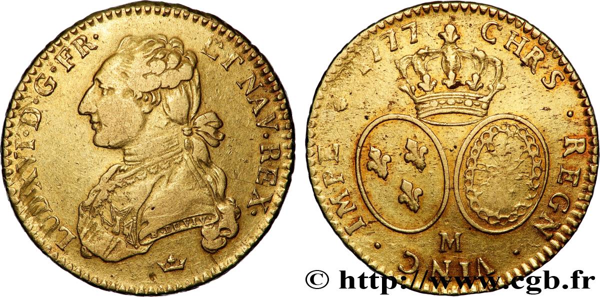 LOUIS XVI Double louis d’or aux écus ovales 1777 Toulouse TTB