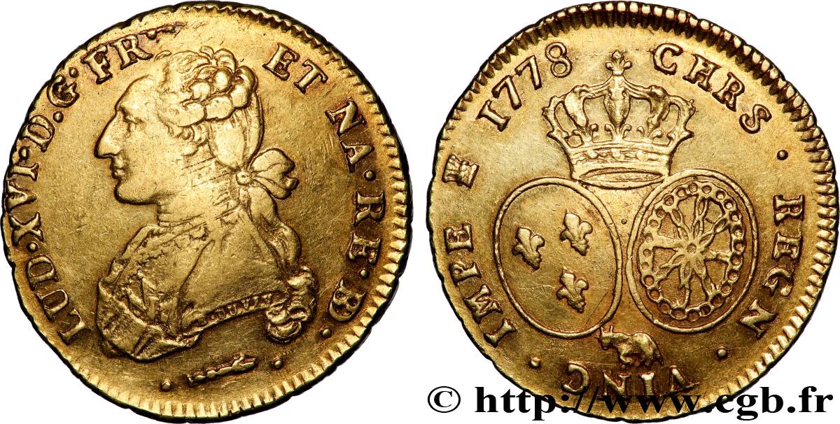 LOUIS XVI Double louis d’or aux écus ovales 1778 Pau AU/MS
