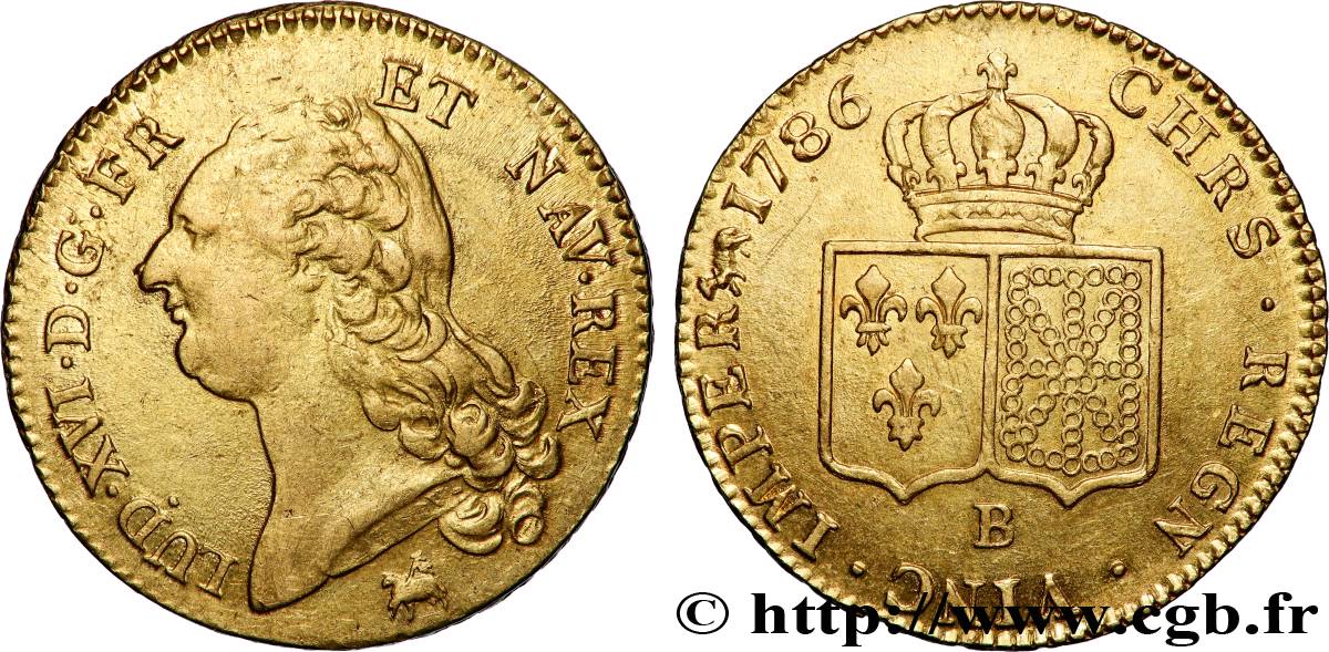 LOUIS XVI Double louis d’or aux écus accolés 1786 Rouen TTB+/SUP