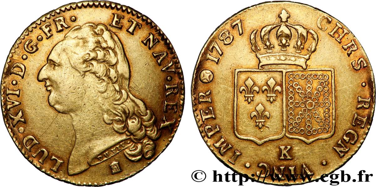 LOUIS XVI Double louis d’or aux écus accolés 1787 Bordeaux XF/AU