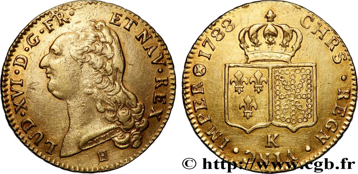 LOUIS XVI Double louis d’or aux écus accolés 1788 Bordeaux TTB+/SUP